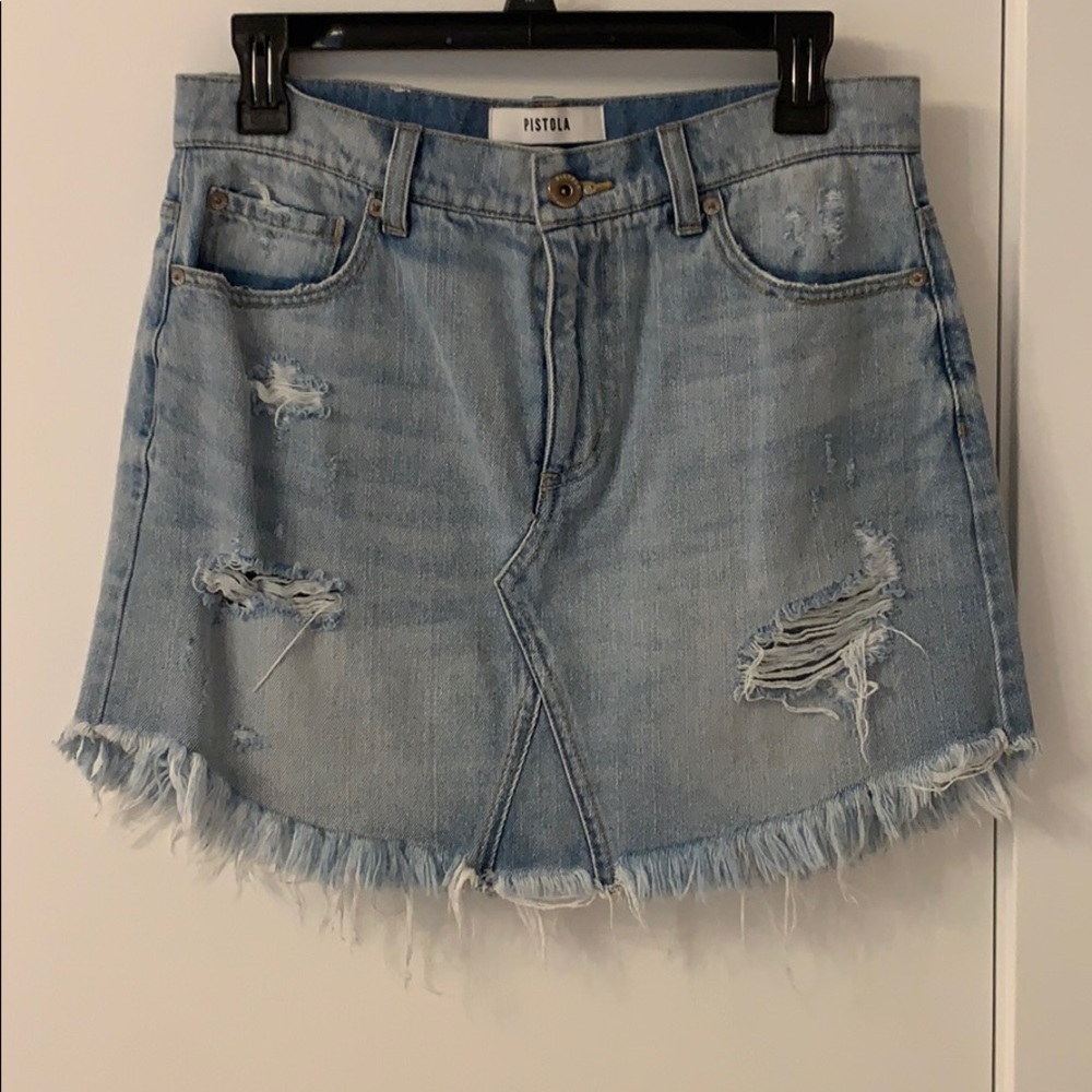 light wash denim skirt